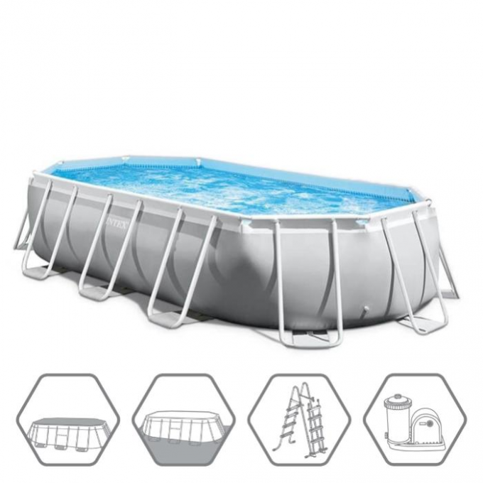 Каркасный бассейн INTEX PRISM FRAME 503 х 274 х 122 см, фильтр-насос, лестница, тент, подстилка 26796