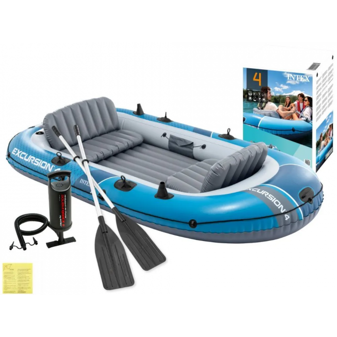 Надувная лодка INTEX "EXCURSION 4" 315х165х43см, алюм.вёсла 137см, насос 68614, до 500кг 66324